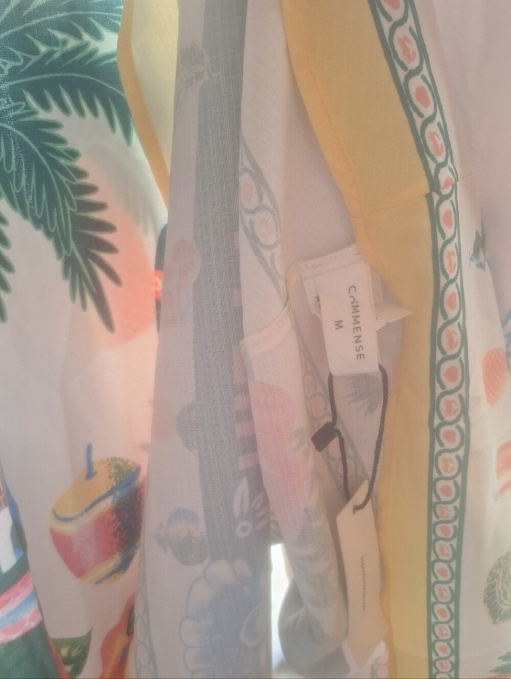White Tropical Print Maxi Dress with Green Trim Sz M - Picture 2 of 4